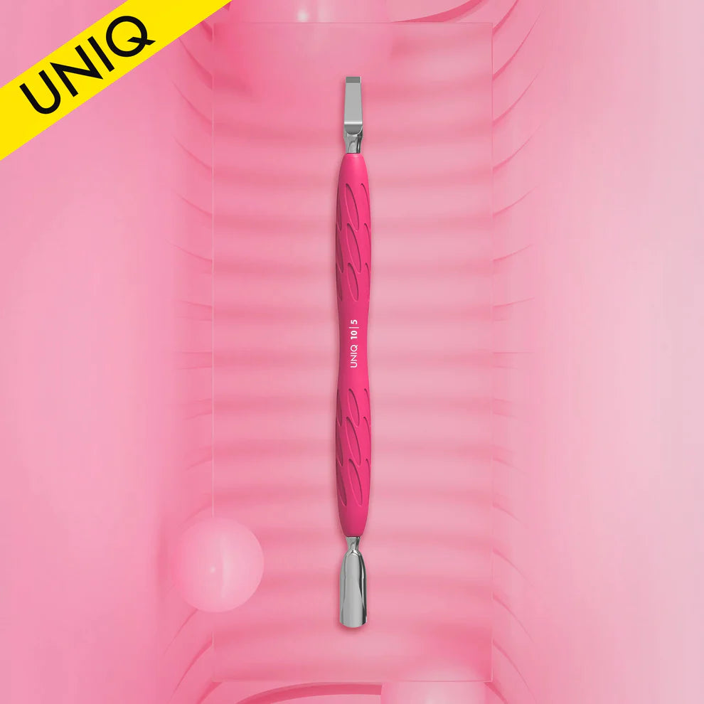 Manicure Pusher With Silicone Handle "Gummy" UNIQ 10 TYPE 5 (Narrow Rounded Pusher + Wide Blade) PQ-10/5 Staleks