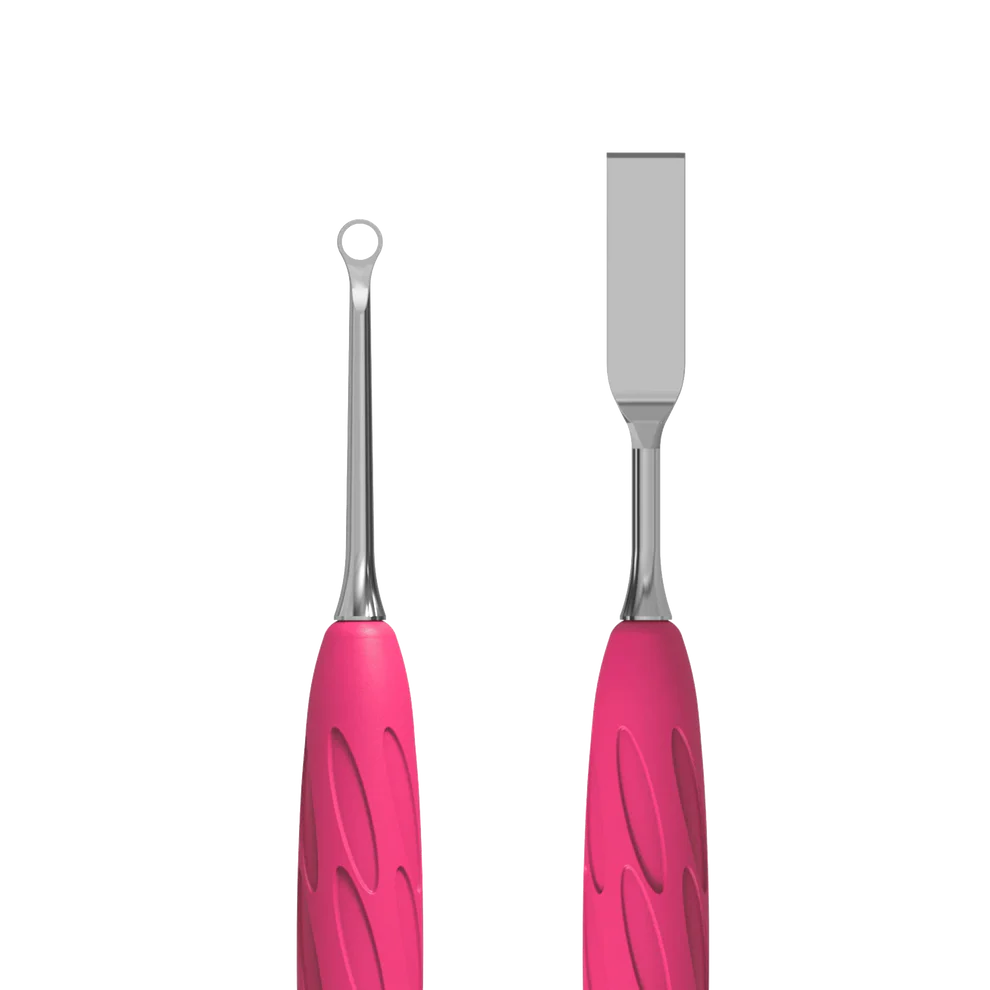 Manicure Pusher With Silicone Handle "Gummy" UNIQ 11 TYPE 1 (Flat Straight Pusher + Ring) PQ-11/1 Staleks
