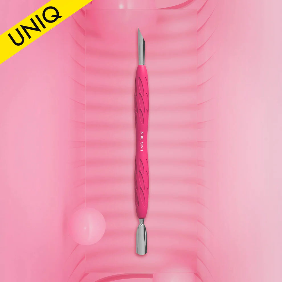 Manicure Pusher With Silicone Handle "Gummy" UNIQ 10 TYPE 2 (Narrow Rounded Pusher + Slanted Pusher) -PQ-10/2 Staleks