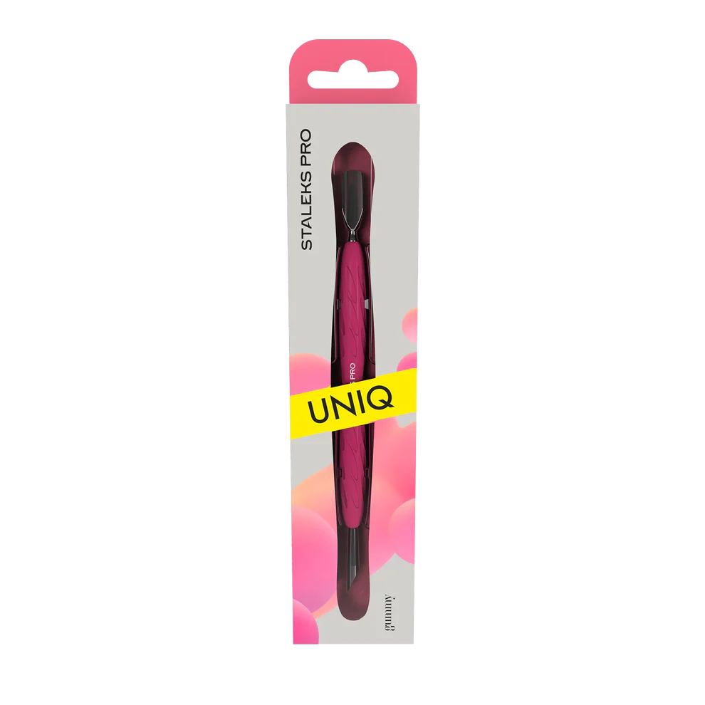 Manicure Pusher With Silicone Handle "Gummy" UNIQ 10 TYPE 2 (Narrow Rounded Pusher + Slanted Pusher) -PQ-10/2 Staleks