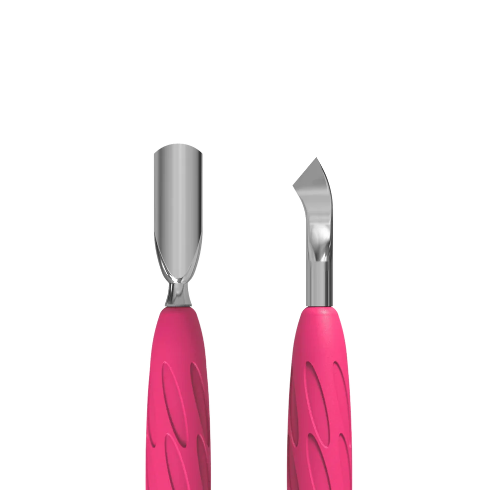 Manicure Pusher With Silicone Handle "Gummy" UNIQ 10 TYPE 4.2 (Narrow Rounded Pusher + Bent Blade) -PQ-10/4.2 Staleks