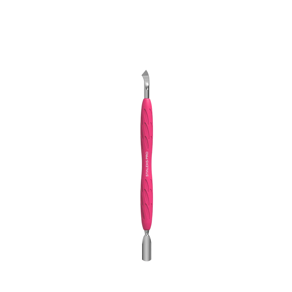 Manicure Pusher With Silicone Handle "Gummy" UNIQ 10 TYPE 4.2 (Narrow Rounded Pusher + Bent Blade) -PQ-10/4.2 Staleks