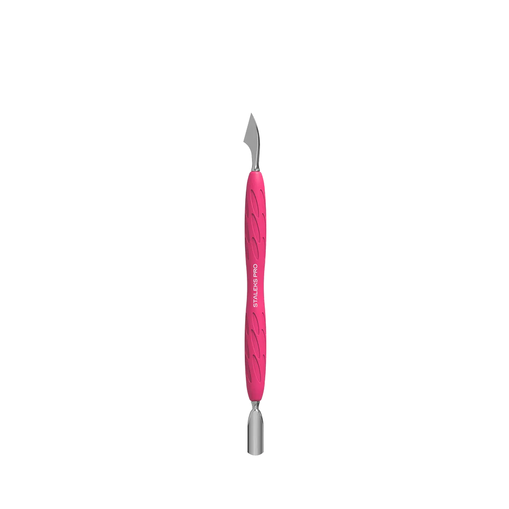 Manicure Pusher With Silicone Handle "Gummy" UNIQ 10 TYPE 3 (Narrow Rounded Pusher + Hatchet) -PQ-10/3 Staleks