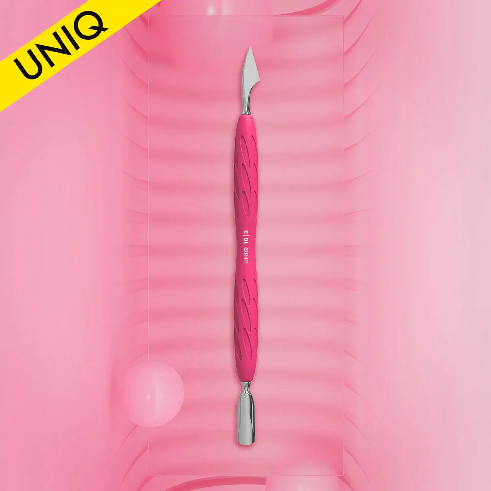 Manicure Pusher With Silicone Handle "Gummy" UNIQ 10 TYPE 3 (Narrow Rounded Pusher + Hatchet) -PQ-10/3 Staleks
