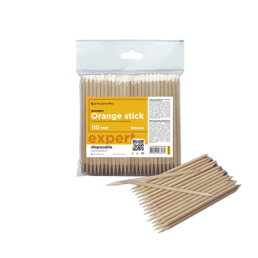 Orange stick STALEKS PRO for manicure, wooden 110 mm (100 pcs) - DOS-30/100