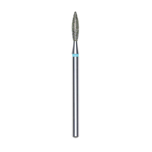 Diamond nail drill bit, "flame" , blue, head diameter 2.3 mm/ working part 10 mm -FA10B023/10