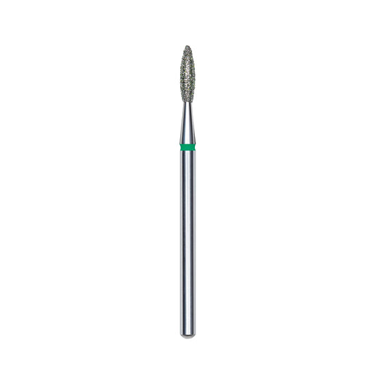 Diamond nail drill bit, "flame" , green, head diameter 2,1 mm/ working part 8 mm -FA10G021/8