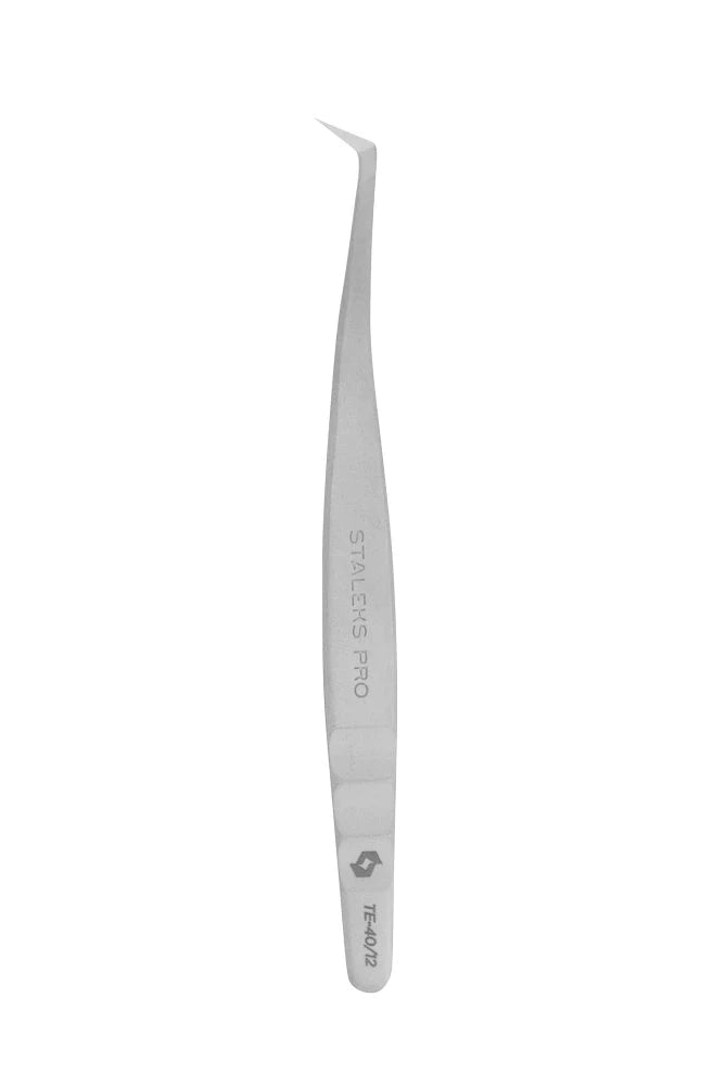 Professional eyelash tweezers EXPERT 40 TYPE 12 (curved tweezers for volume extension,65′)- TE-40/12